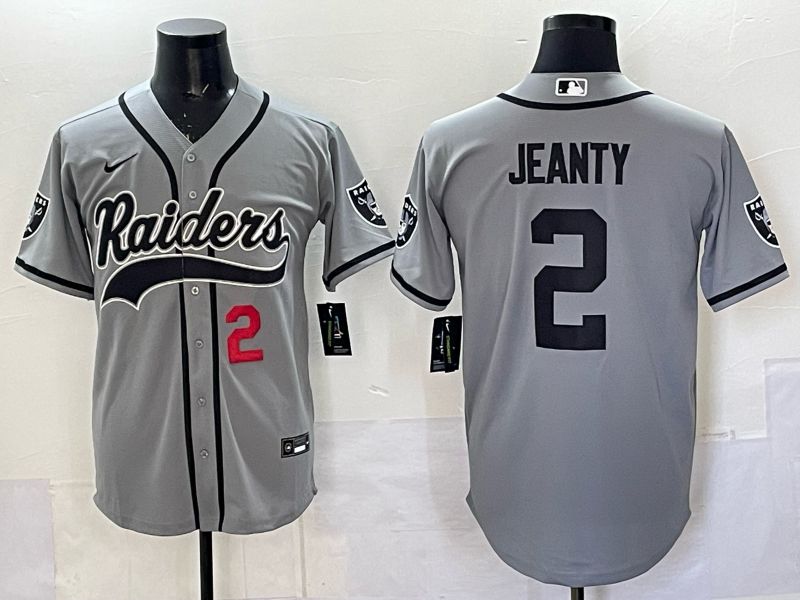 Men 2025 Oakland Raiders #2 Jeanty Grey 3th generation Joint Name Nike Limited NFL Jersey style 074
